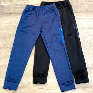 Two Pair Boys Head S/CH 7/8 Fleece Lined Jogger Pants-One Pair Black/One Blue